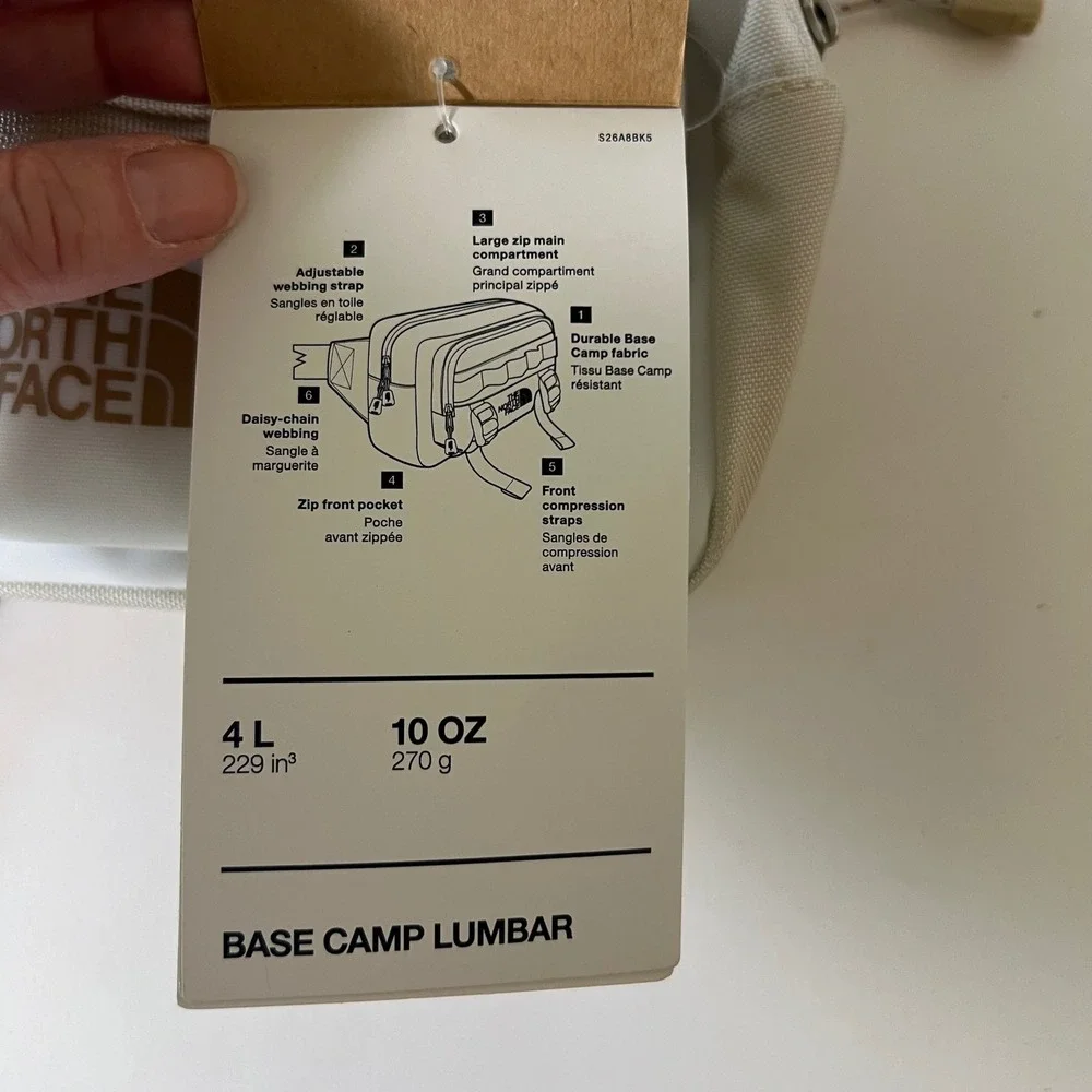 The North Face Base Camp Lumbar Bag Fanny Pack White Ash /Calac NWT